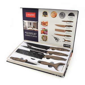 Ensemble <span class=keywords><strong>de</strong></span> 6 couteaux <span class=keywords><strong>de</strong></span> cuisine populaires en gros avec manche en PP et coffret cadeau, comprenant un éplucheur, des ciseaux et un <span class=keywords><strong>couteau</strong></span> <span class=keywords><strong>de</strong></span> chef pour la cuisine - Product Image 3