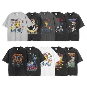 T-Shirt Unisex di Alta Qualità con Effetto Acid Wash, Streetwear Oversize Hip Hop 100% Cotone con Motivi <span class=keywords><strong>Cartoon</strong></span> <span class=keywords><strong>Vintage</strong></span> - Product Image 6