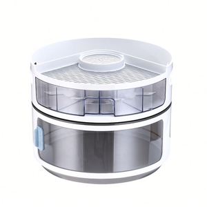 Transparent Plastic Double Rust Resistant Lazy Kitchen Spice <b>Rack</b> Makeup Storage 360 Degree Turntable Rotating Seasoning - Product Image 4