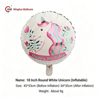 Ballons en aluminium licorne, grand ballon en mylar tête de licorne, 18 pouces, rond, simple et double face, pour filles