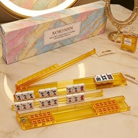 Support de Mahjong Quatre Pièces Personnalisé OEM ODM, Règle de Mahjong Transparente Antidérapante Portable avec Poussoirs pour Mahjong Américain