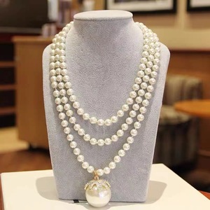 Korean Style Double Layer Pearl Necklace AAA Grade Large Pendant U-Shaped Chain Everyday Wear - Product Image 4