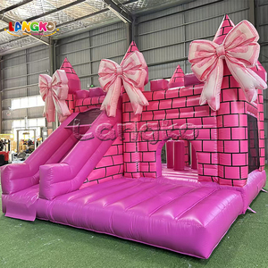 Château gonflable rose avec toboggan, château gonflable commercial pour fête, mariage, forteresse de princesse - Product Image 3