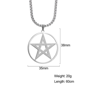 Kalung liontin lapis emas 18k, liontin <span class=keywords><strong>Pentagram</strong></span> berlapis emas 18k, Perhiasan Wanita Stainless Steel, Kalung liontin <span class=keywords><strong>Pentagram</strong></span> perak - Product Image 6