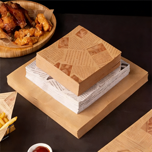 Papel de Embalaje Decorativo Kraft Resistente al Aceite Impreso Personalizado para Pizza, Hamburguesas, Frituras y Cestas de Comida Rápida - Product Image 3