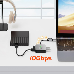 อะแดปเตอร์ฮับแยกพอร์ต USB 3.2 <span class=keywords><strong>Gen2</strong></span> แบบ 4 พอร์ต พร้อมพอร์ต Type C ความเร็ว 10Gbps สำหรับ MacBook <span class=keywords><strong>Pro</strong></span> Air <span class=keywords><strong>iPad</strong></span> <span class=keywords><strong>Pro</strong></span> แล็ปท็อป คอมพิวเตอร์ตั้งโต๊ะ - Product Image 5