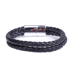Nouveau bracelet magnétique en alliage de titane tressé en cuir rétro pour homme, modèle simple et polyvalent 0105, vente en gros - Product Image 6