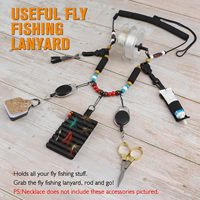 Dovesun Lanière de pêche à la mouche portable et durable, porte-accessoires de poche pour collier de pêche à la mouche, support de ligne de pêche à la mouche, cordon de serrage réglable en EVA et nylon