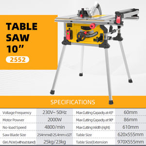 Sega da Tavolo per Legno di Alta Qualità, 10 Pollici, Gialla, 2000W, Portatile per Falegnameria - Product Image 4
