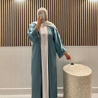 Derniers modèles de robes musulmanes modestes pour femmes abaya de l'Aïd de Dubaï en satin de soie ouverte avec losange intérieur slip dress abaya