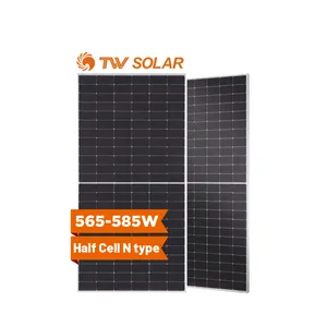 Desain ramah lingkungan TW 565W-585W modul surya 72HD kaca ganda kuat tipe N Panel surya