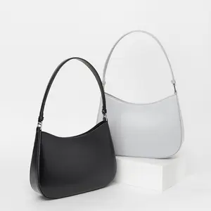latest college girls unisex 2022 real genuine leather underarm handbag messenger half moon women's shoulder bags