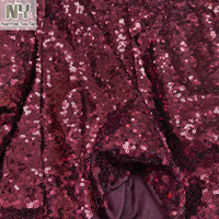 Tissu tricoté extensible Nanyee Textile en gros, couleur bordeaux rouge vin foncé, à paillettes 3MM, pour costumes et vêtements