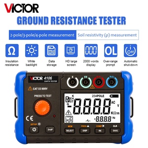 VICTOR Ruoshui 4106 Mètre de résistance de terre 2, 3 et 4 pôles pour calcul de la résistivité de terre 20k Ohm - Product Image 5