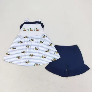 Ensemble de shorts décontractés respirants brodés Canard Mallard pour enfants, tenues assorties frères et sœurs, ensembles de vêtements d'été pour petites filles et garçons - Product Image 4