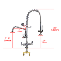 Robinet de pré-évier monocommande en laiton chromé avec douchette extractible pour équipement de restauration commerciale