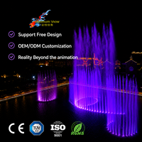 Fuente de Agua Danzante LED Optimum Show, Fuente Musical Flotante para Exteriores, Equipo de Acero Inoxidable, Luces DMX 512, Ecológica