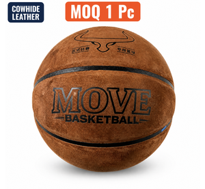 Ballon de basketball taille 7 en cuir véritable, prix d'usine, logo personnalisé imprimé, durable, professionnel, 600-650g, pour entraînement et matchs - Product Image 1