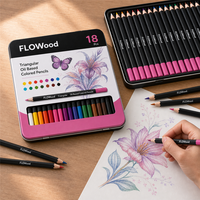 18 crayons de couleur à base d'huile en forme de baril triangulaire dans une boîte en métal pour le dessin artistique, l'esquisse, les fournitures scolaires, les kits de papeterie