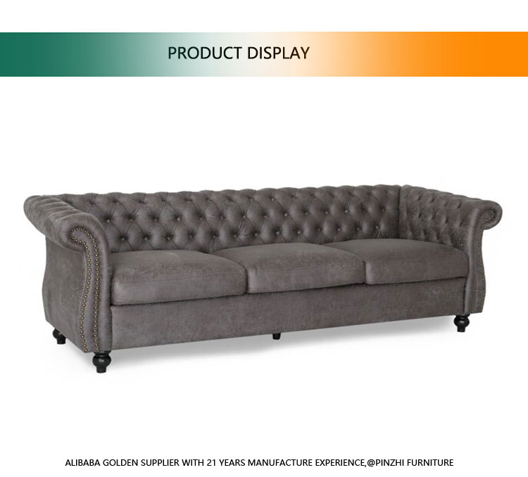 American Style Upholstered Chesterfield Couch for Living Room