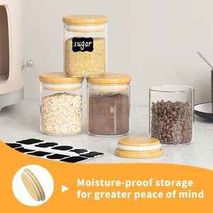 Juego de Frascos de Vidrio para Almacenamiento con Tapas de Bambú Herméticas de 240 ml, Recipientes Transparentes para Alimentos, Especias, Té, Azúcar, Café, Despensa de Cocina - Product Image 4
