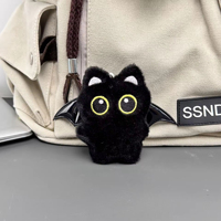 Porte-clés Noir Amusant Chaton Diable Adorable, Pendentifs pour Fête et Halloween, Décoration de Sac, Cadeau pour Couple