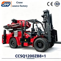Grue arrière pour chariot élévateur avec rotation à 360° et levage multidirectionnel pour capacités de 7 à 50 tonnes, capacité de charge élevée