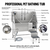 Baignoire de toilettage pour chiens en acier inoxydable, hauteur fixe et élévation électrique, pour le nettoyage et la toilettage des animaux de compagnie