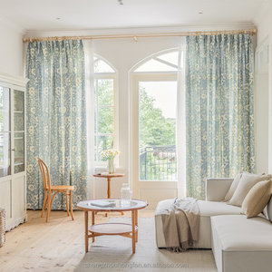 <strong>Blue</strong> Floral <strong>Curtains</strong> Botanical Bloom <strong>Pattern</strong> Printed <strong>Curtains</strong> Semi Sheer Country Drape for Living Dining Room Farmhouse Decor - Product Image 1