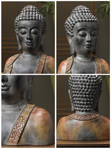 Statue de Bouddha de jardin extérieur sereine, bénédiction pour le bureau, le salon, <span class=keywords><strong>figurine</strong></span> de Bouddha pour la bonne fortune, résine peinte à la main - Product Image 6