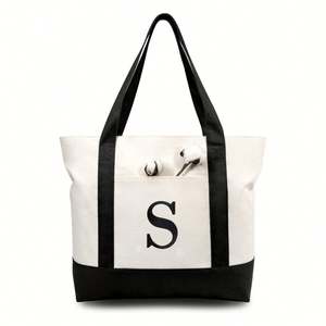 Custom Birthday Beach Holiday Mom Teacher Friend Bridesmaid Perfect Gift Embroidery Initial Canvas Toot Bag Cotton - Product Image 1