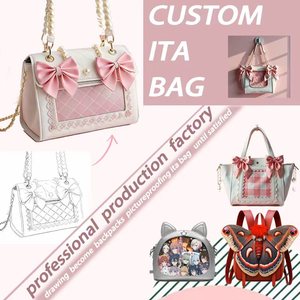 Sac à bandoulière tendance personnalisé en forme de cœur lavande avec fenêtre transparente pour affichage de badges Ita Bolsa, idéal pour les événements Anime Kawaii Cosplay - Product Image 4