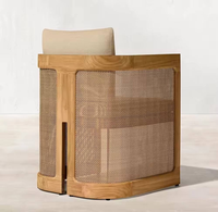 Ensemble de salle à manger en bois massif de teck pour jardin et cour, fauteuil et chaise d'appoint en bois