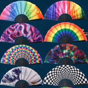 Grand éventail à main pliable en bambou et nylon personnalisé pour femmes/hommes-cadeau de danse de festival japonais, éventail d'artisanat personnalisé - Product Image 2