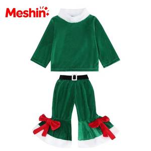 Ensemble de robes de Noël en polyester gaufré pour enfants 2026 avec chapeau pour filles, thème fêtes de fin d'année - Product Image 3