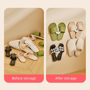 Handy <b>Wall</b>-Mounted Plastic Slippers and <b>Shoe</b> <b>Rack</b> Living Room and Bathroom Storage Stand Bathroom Slipper Hanger - Product Image 2