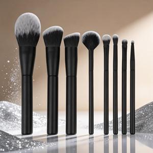 Ensemble professionnel <span class=keywords><strong>de</strong></span> 8 pinceaux <span class=keywords><strong>de</strong></span> maquillage en fibres haute densité, noir et beige au choix, pour poudre, contour du nez et maquillage du visage, marque privée - Product Image 1