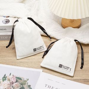 Customized Twill Cotton Drawstring Pouch for Cosmetic Storage and Gift <b>Recyclable</b> with Embroidered Logo for Jewellery Garments - Product Image 3