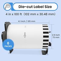 1 rouleau d'étiquettes d'adresse rectangulaires en papier continu compatibles Brother DK-22243/DK-2243 (4 x 100 pieds)