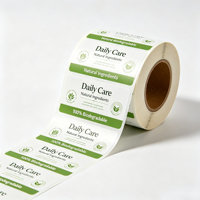 Étiquettes en rouleau personnalisées OEM ODM imprimées, 100 % biodégradables, autocollantes en vinyle, résistantes à l'eau et à l'huile, pour emballage de produits d'entretien quotidien