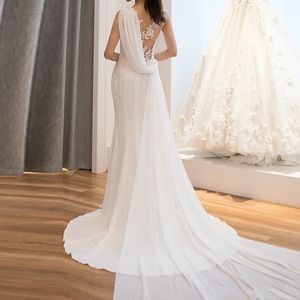 S332 2024 невесты Vestido De Noiva белое кружевное бальное платье с открытой спиной Русалка Свадебные платья - Product Image 4