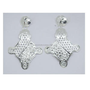 Joyería norteamericana plata 1939 latón joyería casual Festival martillado pendientes coloridos guantes de fiesta para mujeres - Product Image 5