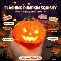 Jouets Squishy Lumineux à Rebond Lent pour Halloween, Jouet Anti-Stress Amusant en Forme de Citrouille, Balle à Presser, Cadeaux de Fête Nouveauté