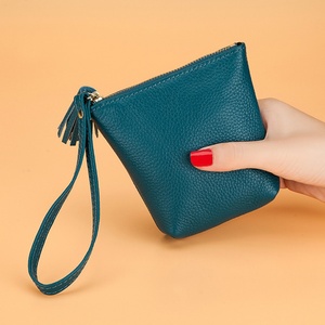 Boshiho Customized Genuine Lychee Pattern Leather Coin Pouch Slim Leather Coin Wallet <b>Small</b> Card Holder - Product Image 2