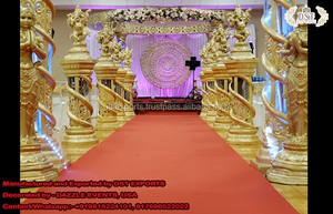 เสาทางเดินงานแต่งงานแบบดั้งเดิมแกะสลักสีทอง  ตกแต่งทางเดินงานแต่งงานด้วยการแกะสลักสีทองที่ดีที่สุด  เสาทางเดินงานแต่งงานรุ่นใหม่ล่าสุด สไตล์อเมริกัน - Product Image 5