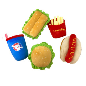 New Hamburger Family Bucket Set Puppy Dog <b>Plush</b> Toy Pet Doll Voice Toy - Product Image 1