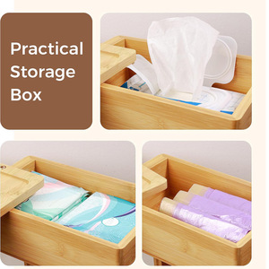Bamboo Toilet Paper Holder Floor <b>Standing</b> Rectangular Minimalist Design Eco Friendly Bathroom Organizer 9.8 In Width - Product Image 5