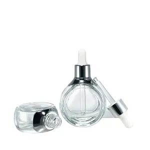 Ball Shaped 30Ml 1oz Perfume Oil Bottle 1.7flGlass Dropper Bottle Transparent Cosmetic Serum Oil Bottle With Dropper