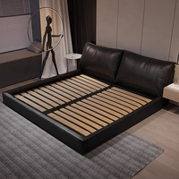 Lit double king size en cuir véritable moderne YOUTAI pour chambre à coucher