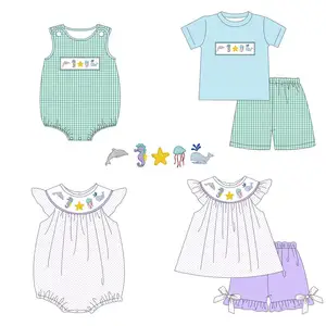 Girls Clothing Sets Children Clothes Wholesale Embroidery Style Smocked Children Clothing Baby Outfits